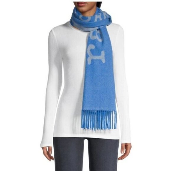 RAG & BONE Addison Skinny recycled wool women's winter scarf - BLUE - Picture 1 of 9